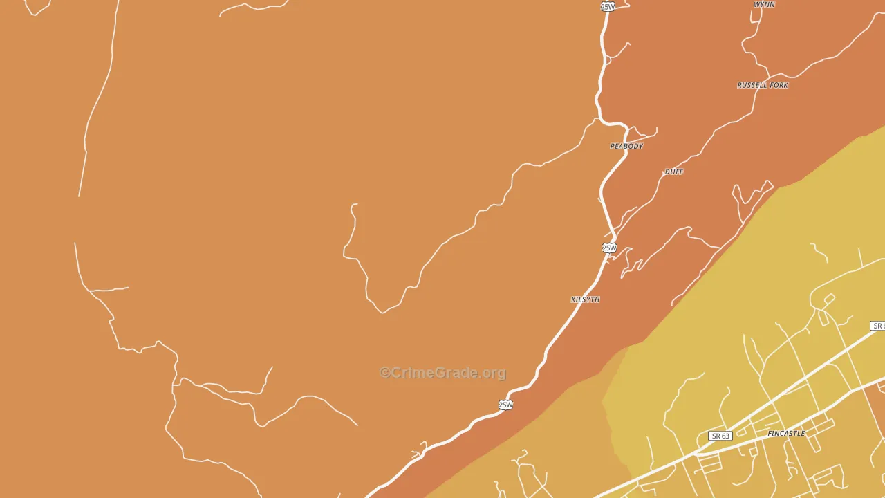 Ivydell, TN Map of Burglary Rates