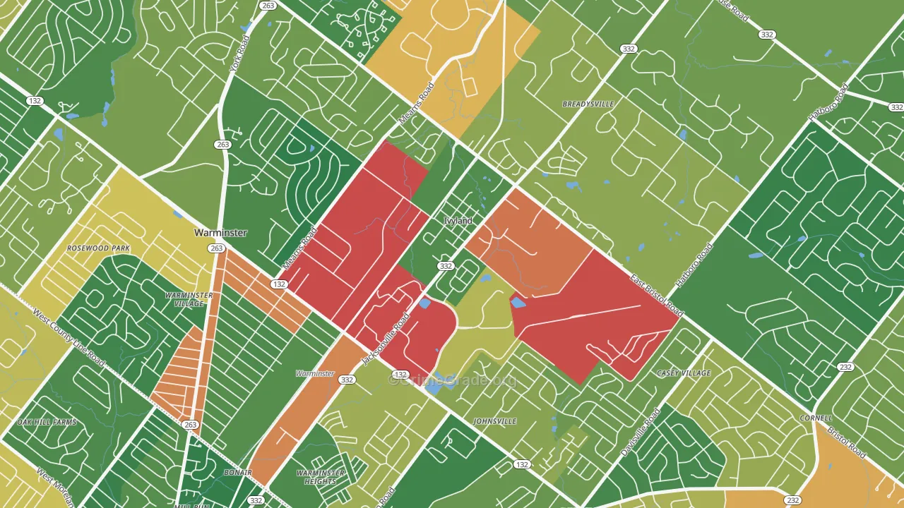 Ivyland, PA Map of Burglary Rates
