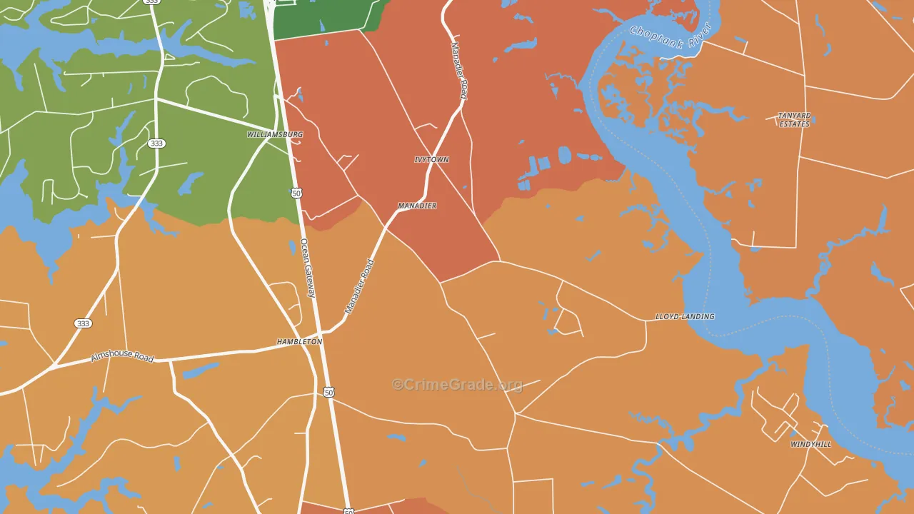 Ivytown, MD Map of Burglary Rates