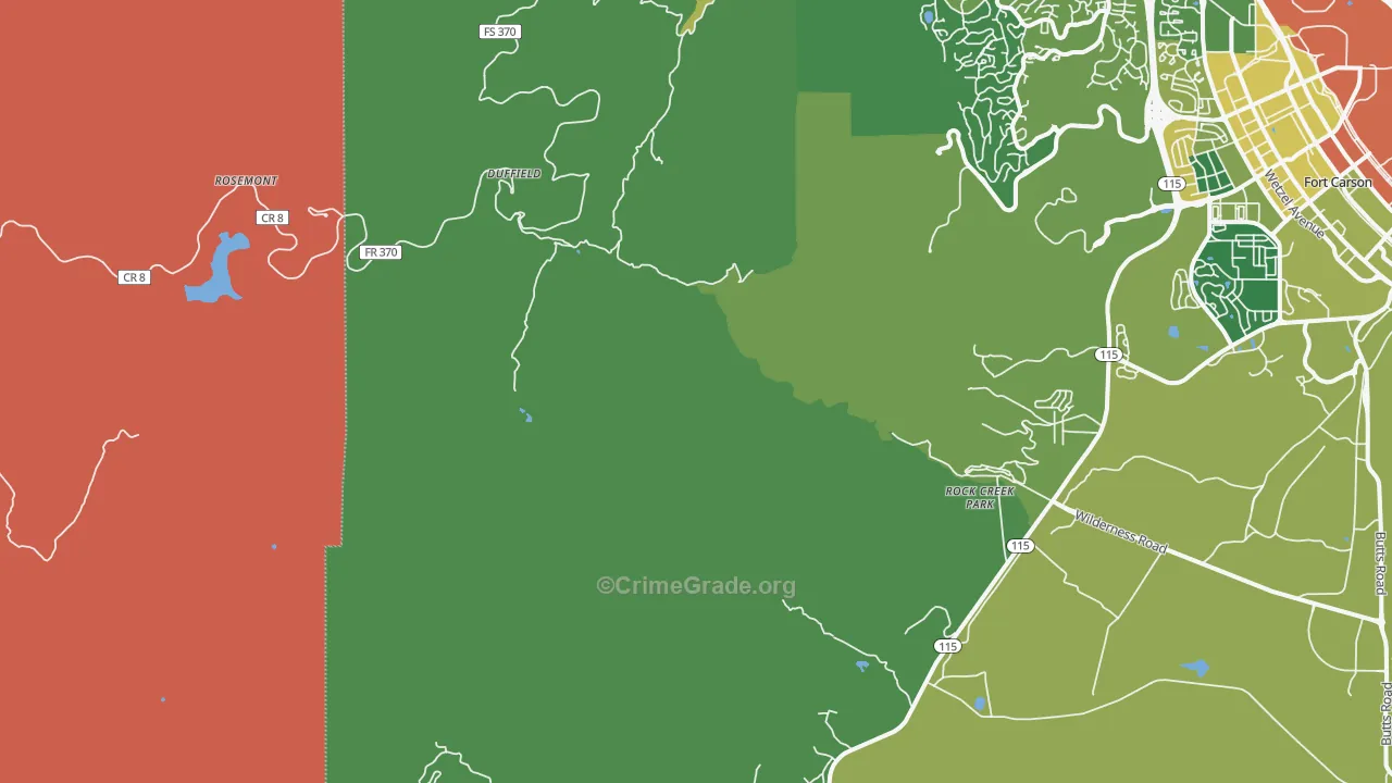Ivywild, CO Map of Burglary Rates