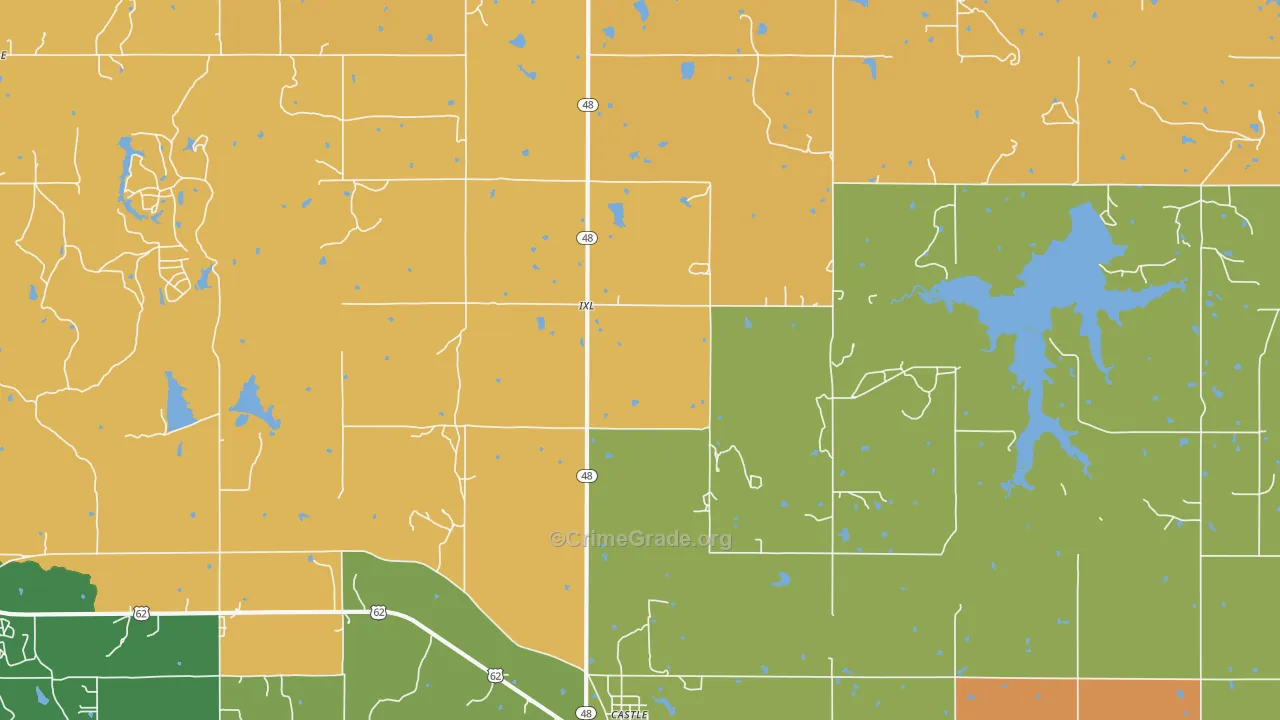 IXL, OK Map of Burglary Rates
