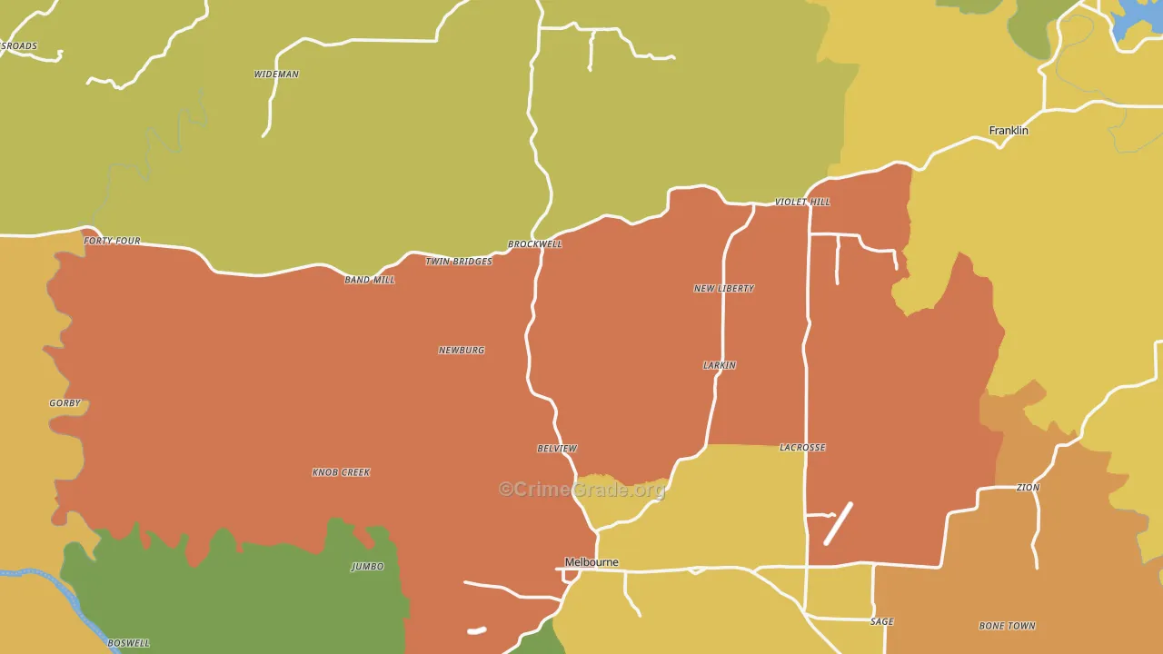 Izard County, AR Map of Burglary Rates