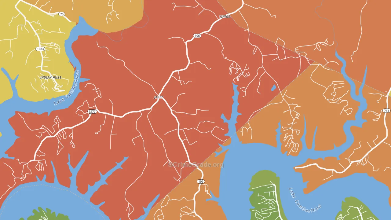 Jabez, KY Map of Burglary Rates
