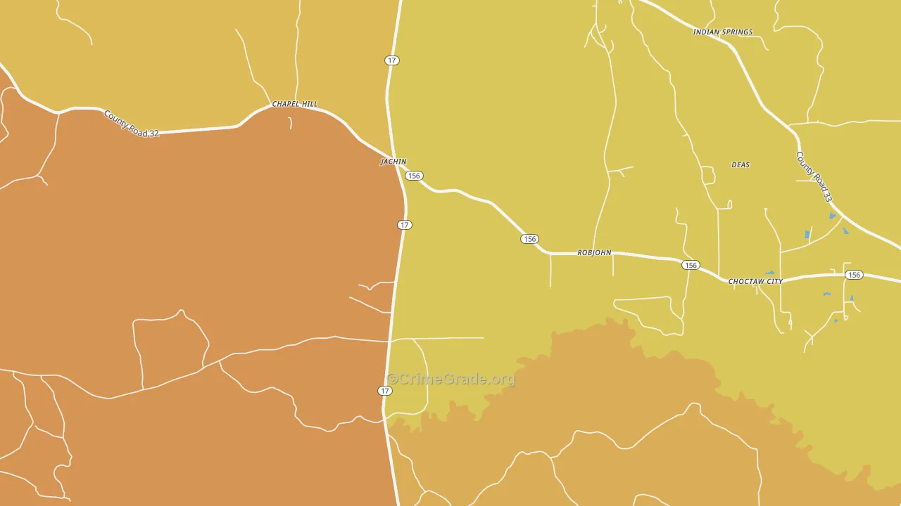 Jachin, AL Map of Burglary Rates