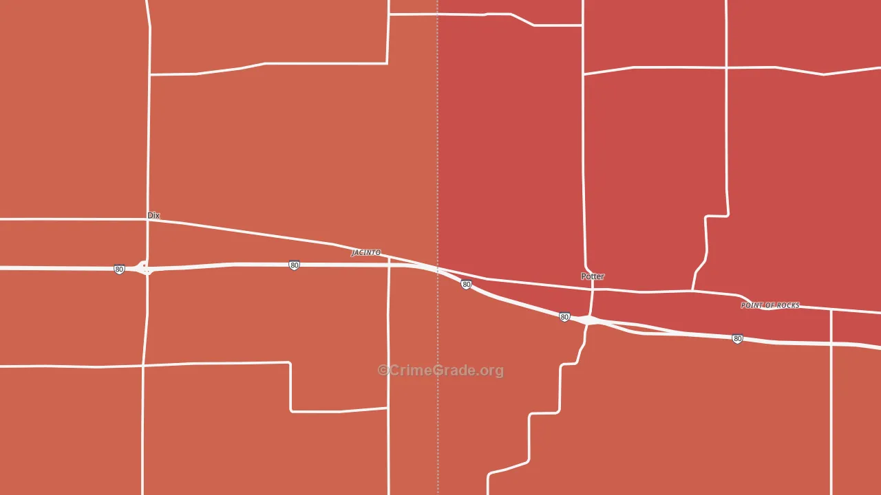 Jacinto, NE Map of Burglary Rates