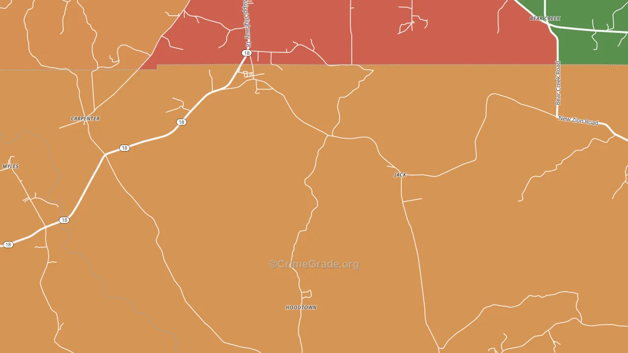 Jack, MS Map of Burglary Rates