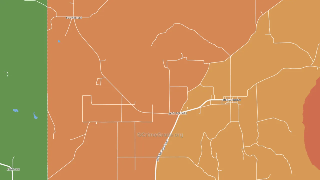 Jack Springs, AL Map of Burglary Rates