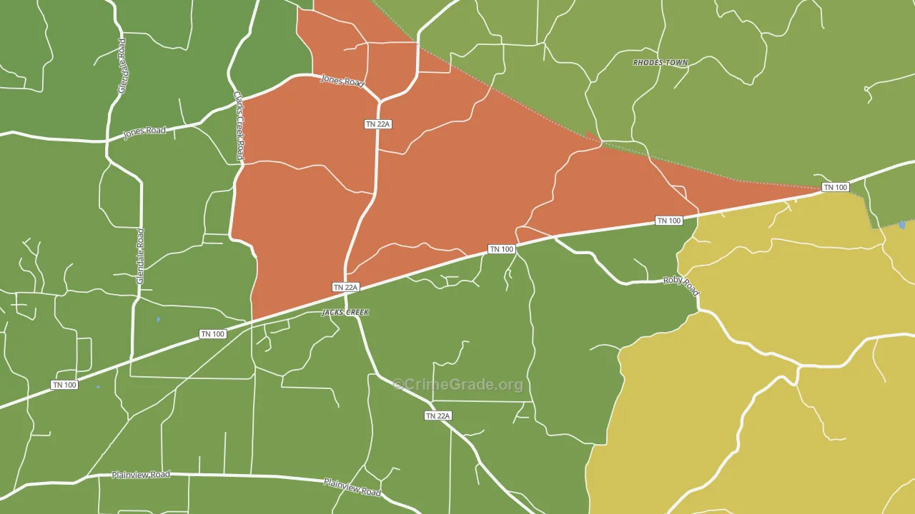 Jacks Creek, TN Map of Burglary Rates