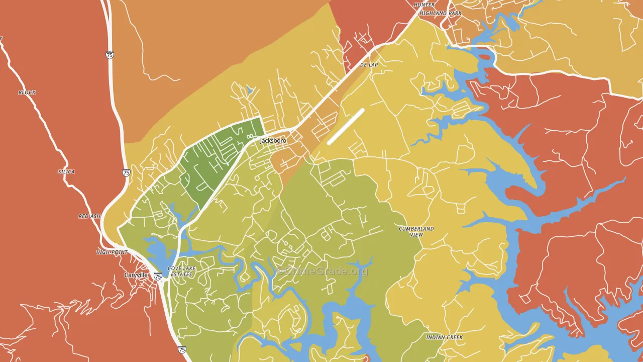 Jacksboro, TN Map of Burglary Rates