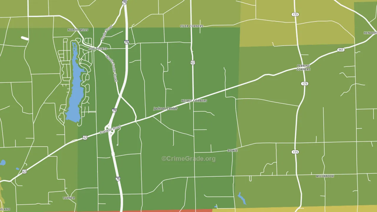 Jackson Center, PA Map of Burglary Rates