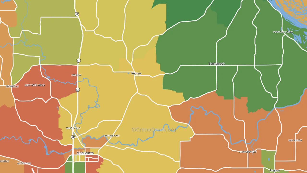 Jackson County, IA Map of Burglary Rates