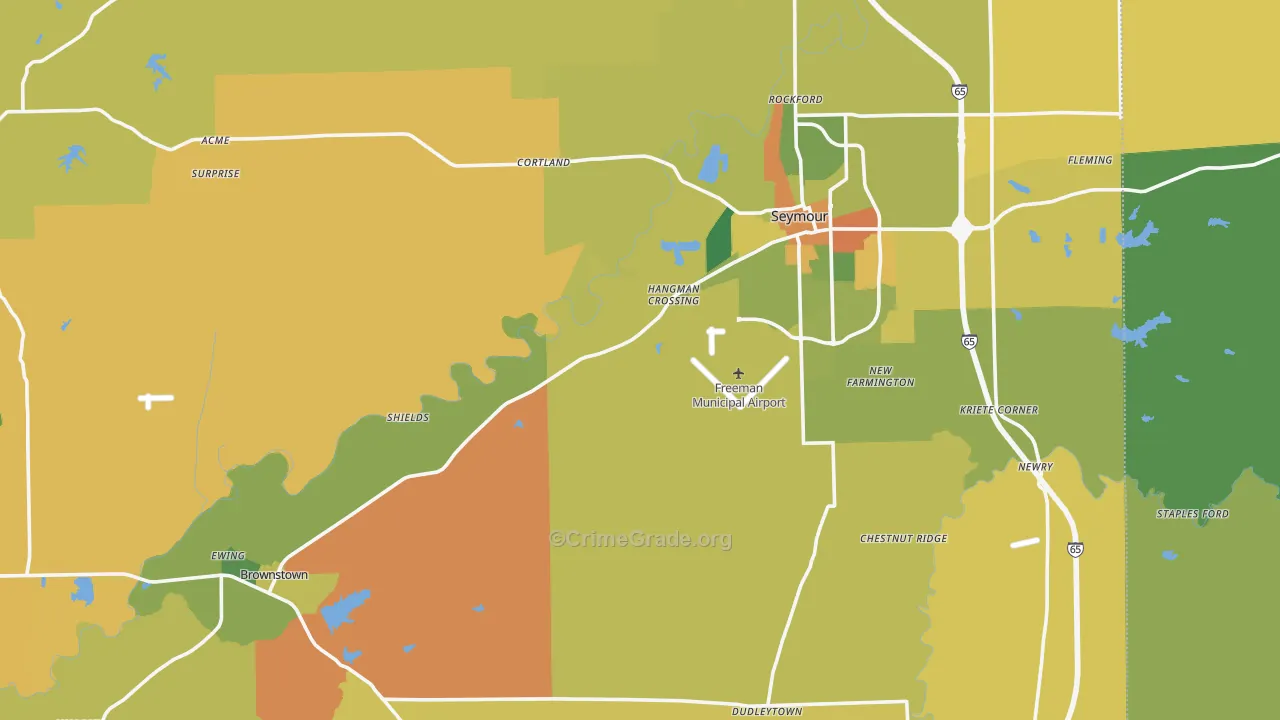 Jackson County, IN Map of Burglary Rates