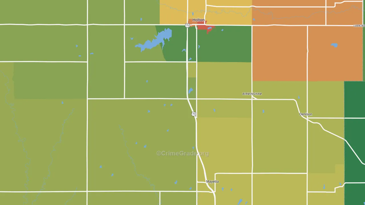 Jackson County, KS Map of Burglary Rates
