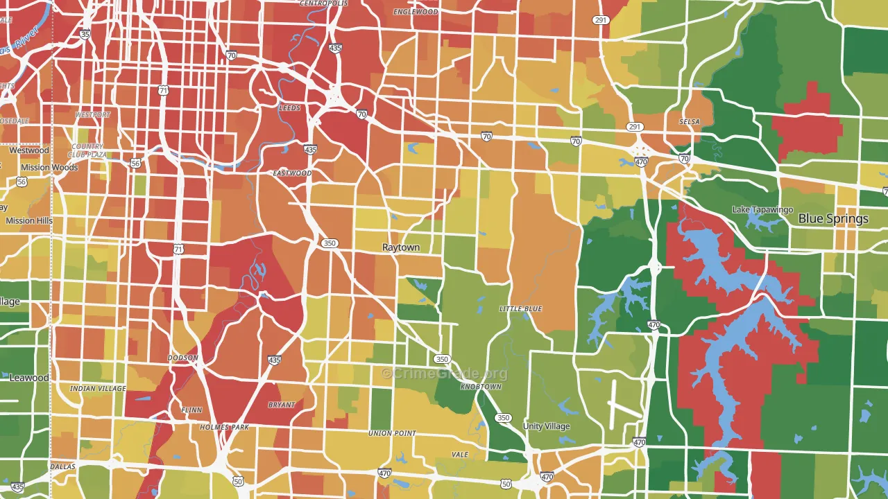 Jackson County, MO Map of Burglary Rates