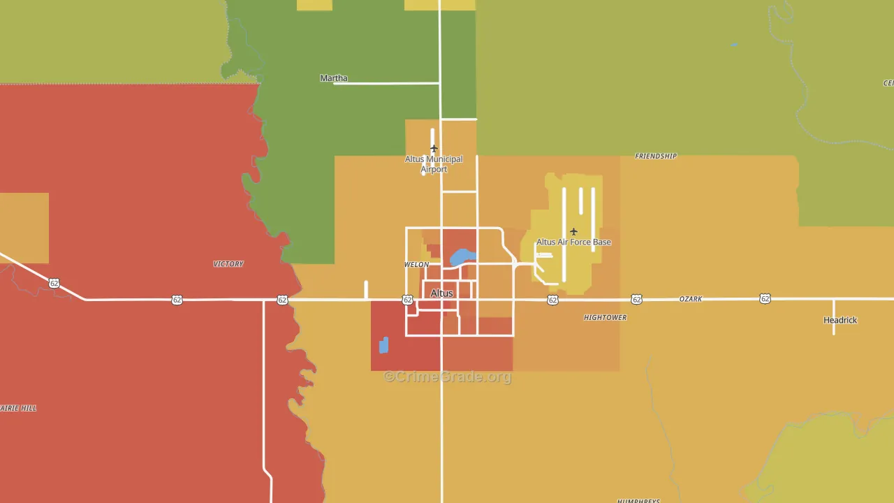 Jackson County, OK Map of Burglary Rates