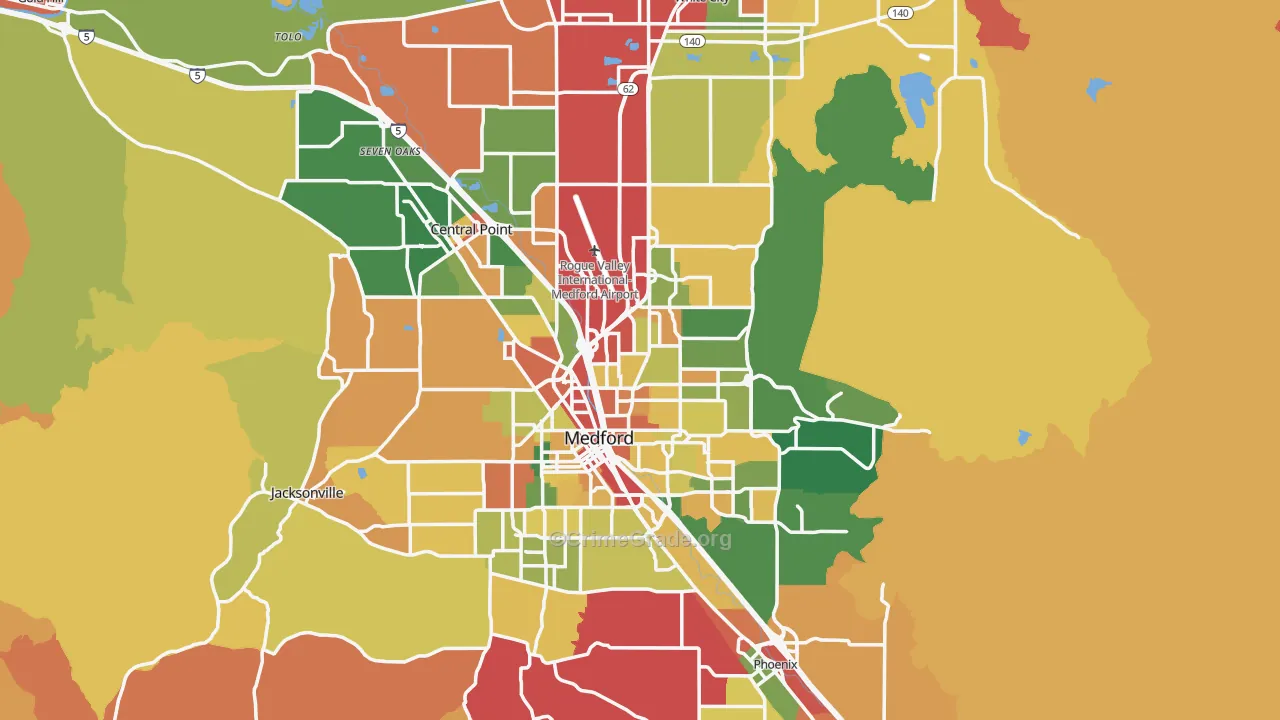 Jackson County, OR Map of Burglary Rates
