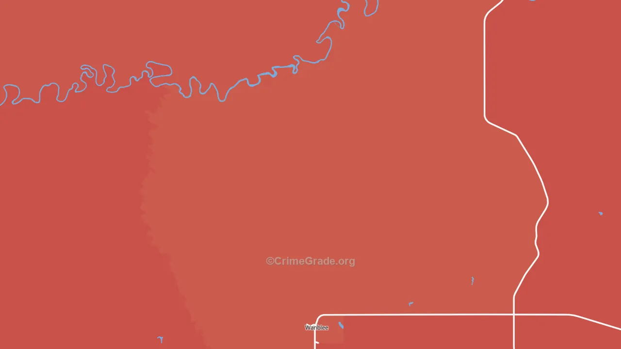 Jackson County, SD Map of Burglary Rates
