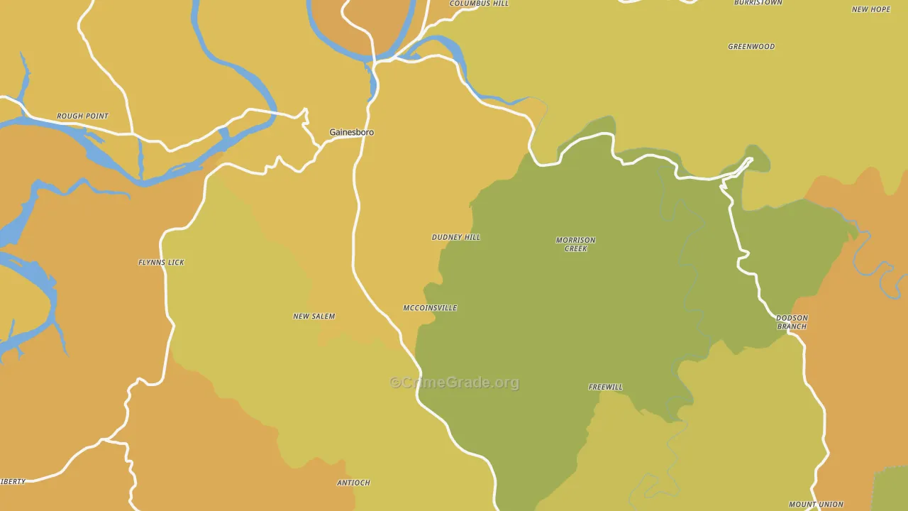 Jackson County, TN Map of Burglary Rates