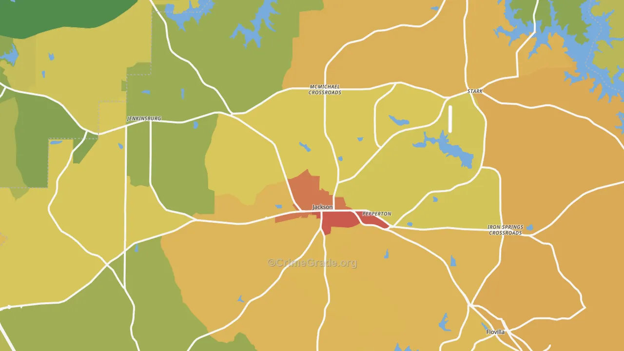 Jackson, GA Map of Burglary Rates