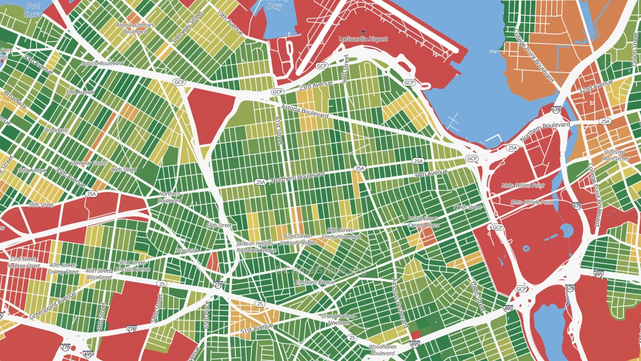 Jackson Heights-ny, Queens, NY Map of Burglary Rates
