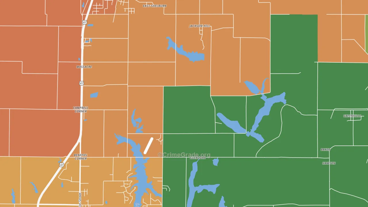 Jackson Hill, IN Map of Burglary Rates