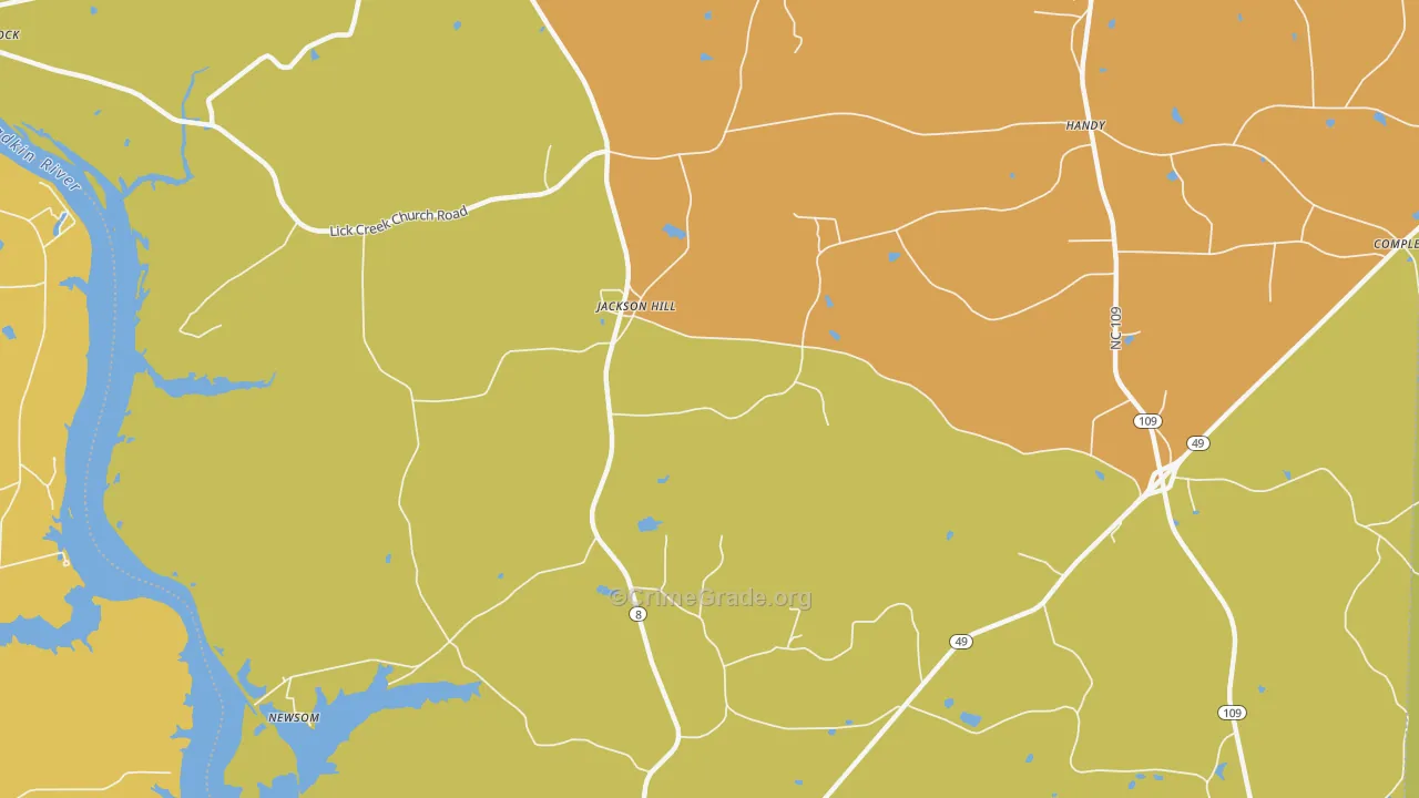 Jackson Hill, NC Map of Burglary Rates