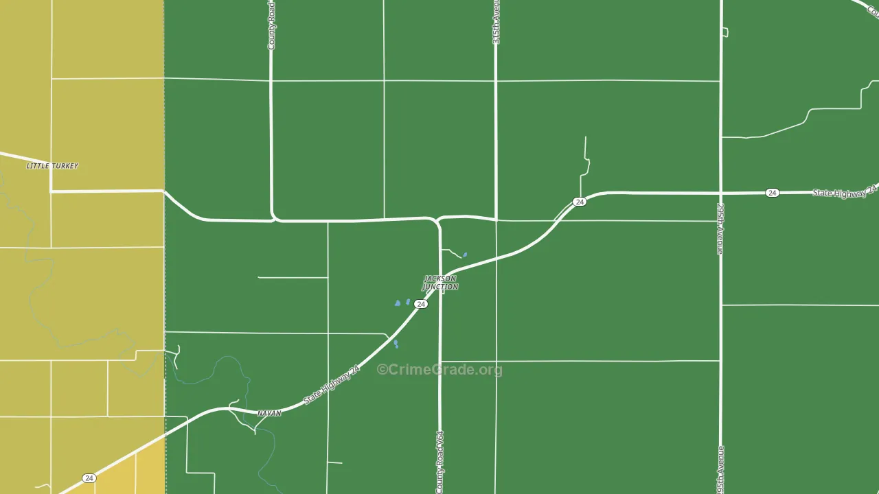 Jackson Junction, IA Map of Burglary Rates
