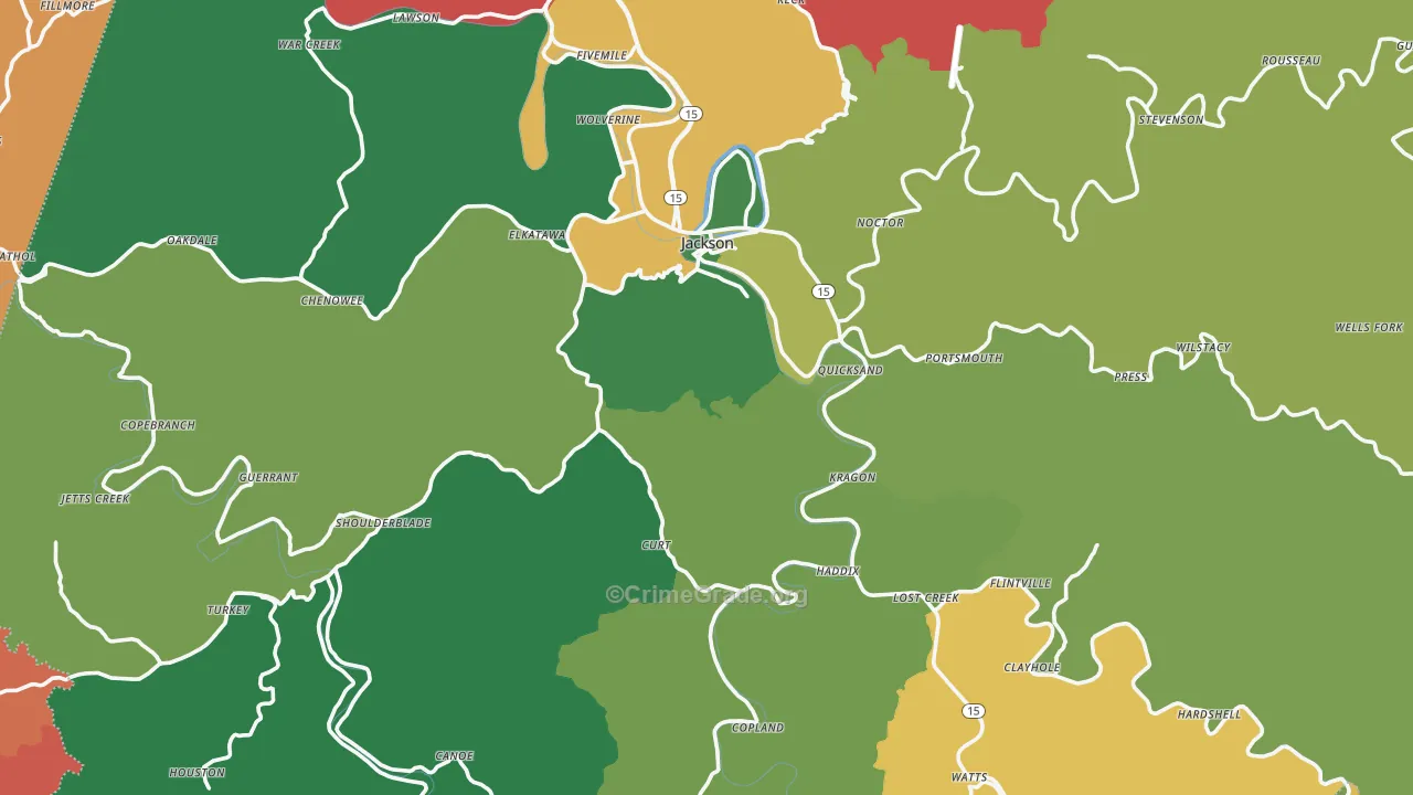Jackson, KY Map of Burglary Rates