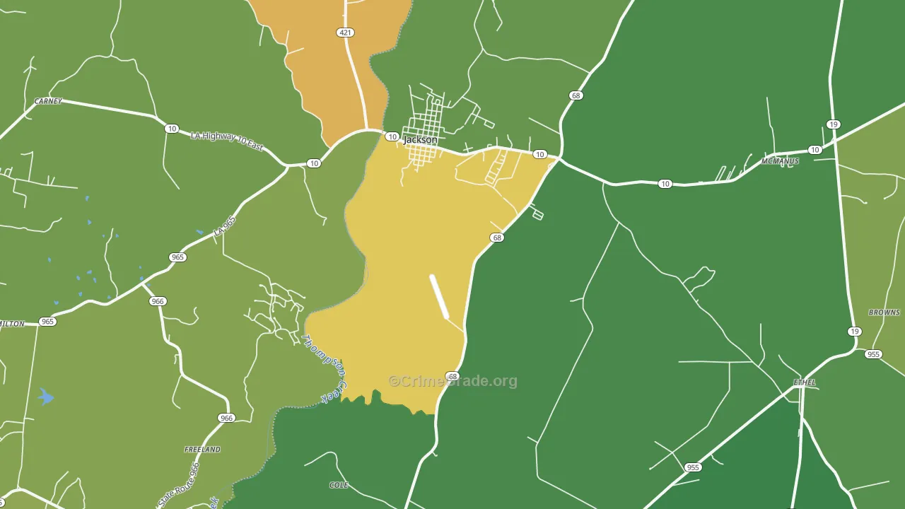 Jackson, LA Map of Burglary Rates