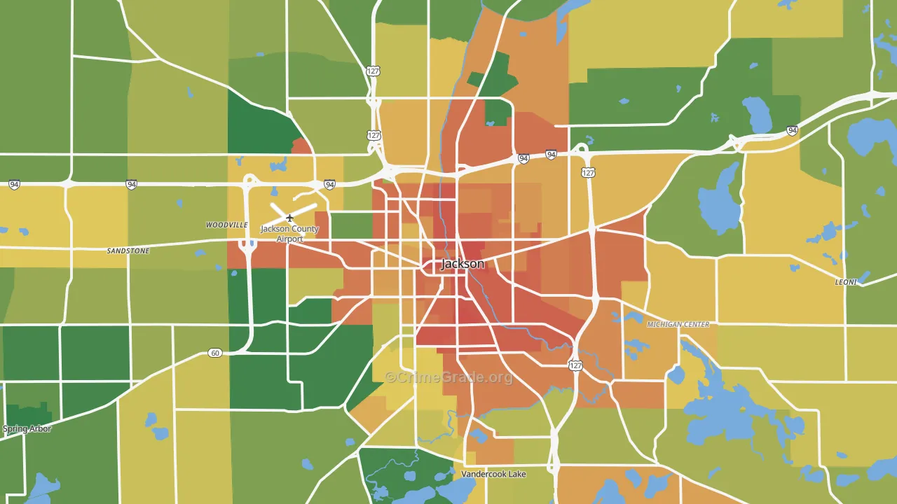 Jackson, MI Map of Burglary Rates