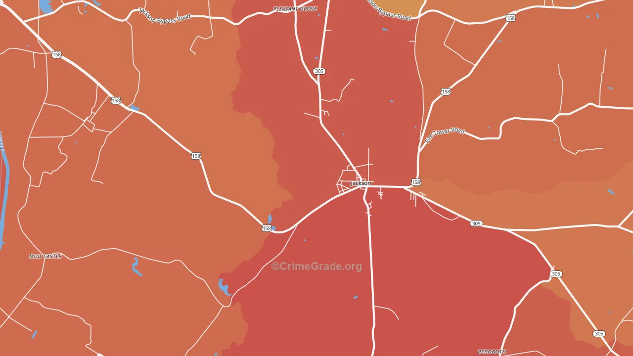 Jackson, NC Map of Burglary Rates