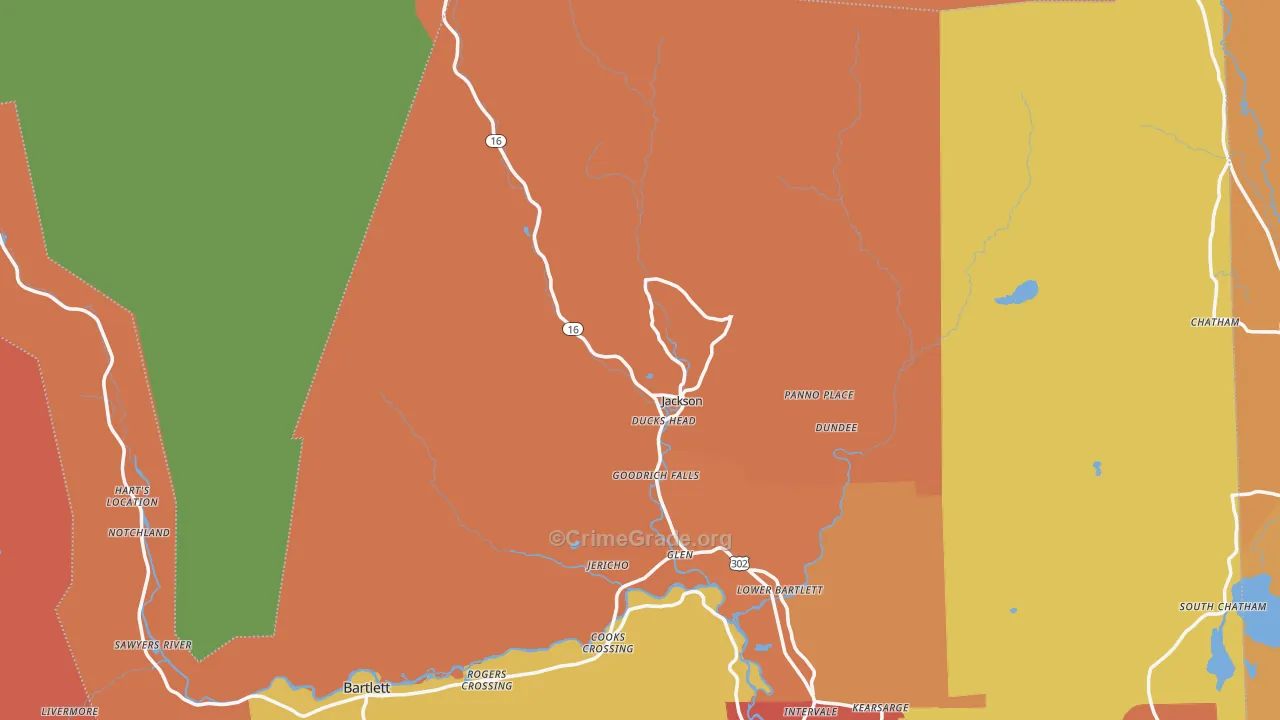 Jackson, NH Map of Burglary Rates