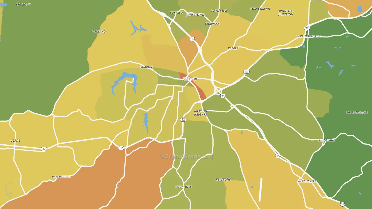 Jackson, OH Map of Burglary Rates