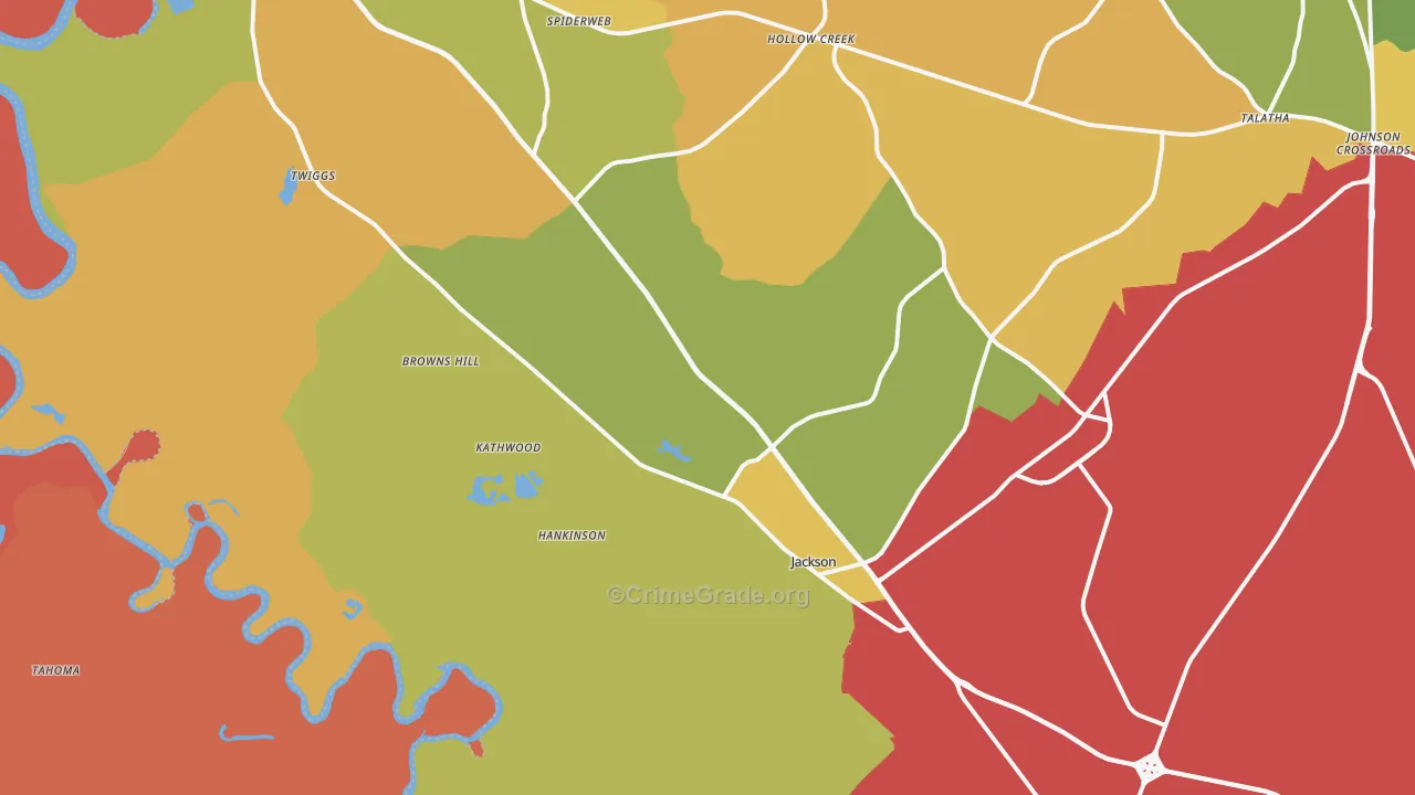 Jackson, SC Map of Burglary Rates
