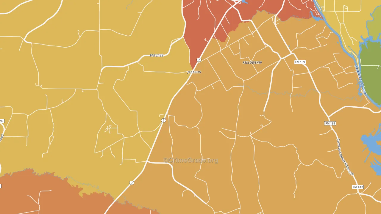 Jackson, TX Map of Burglary Rates