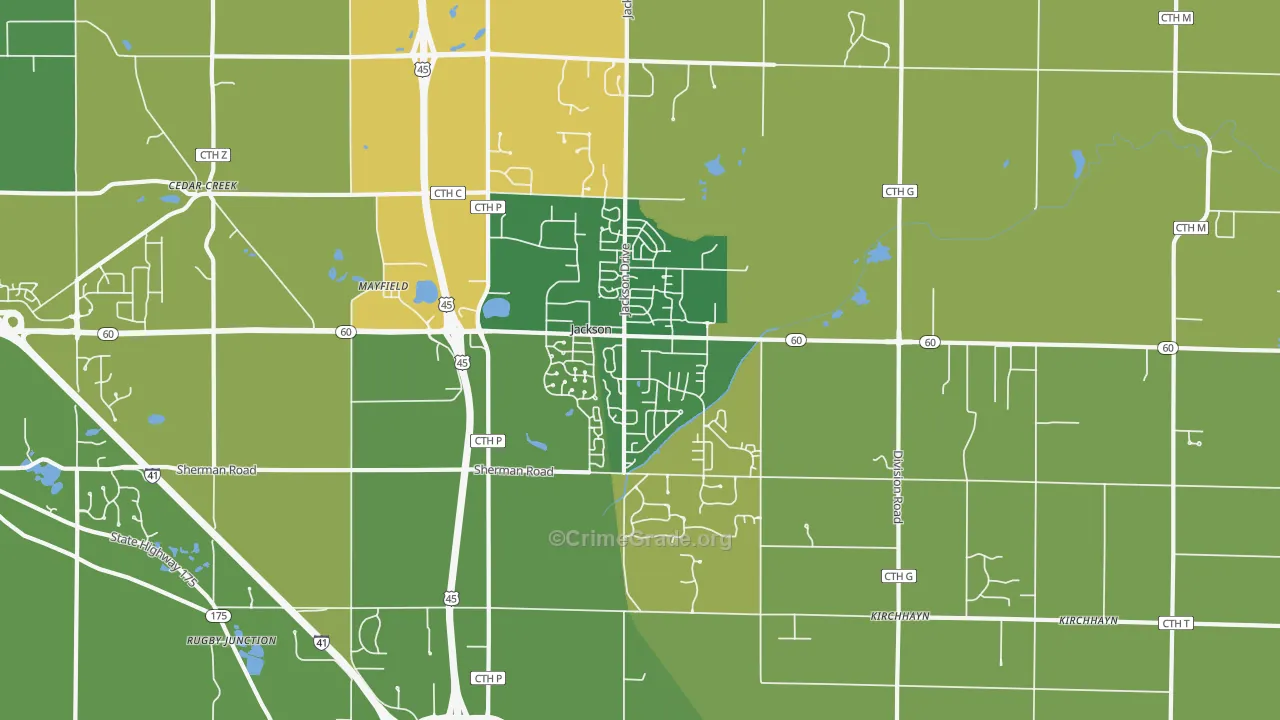 Jackson, WI Map of Burglary Rates