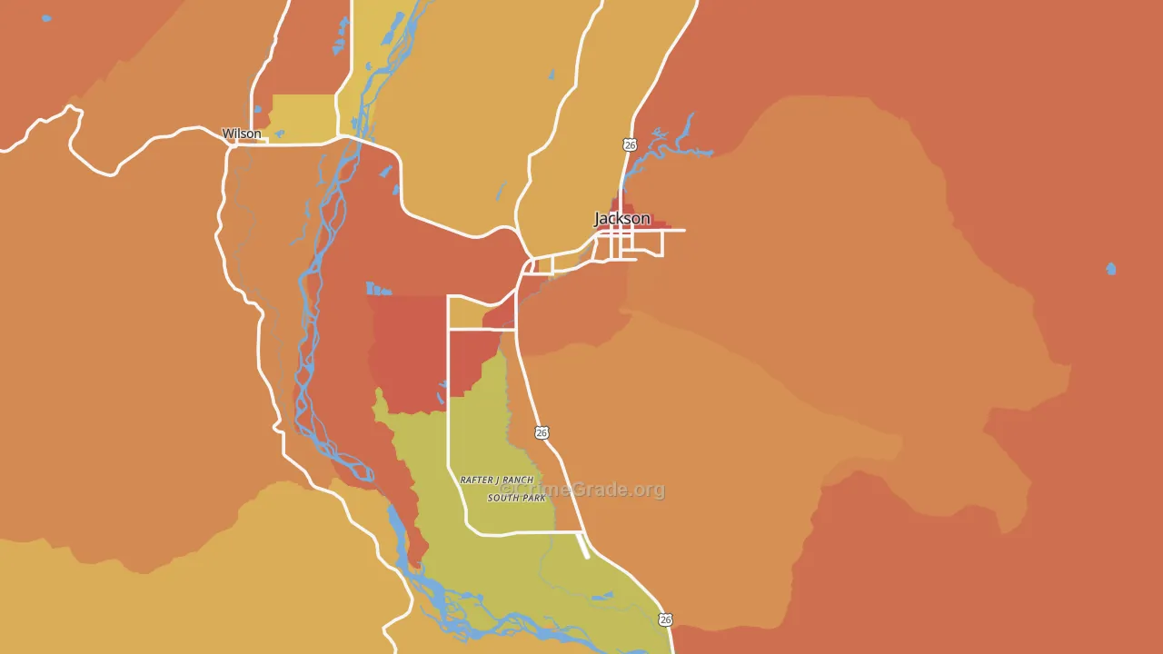 Jackson, WY Map of Burglary Rates