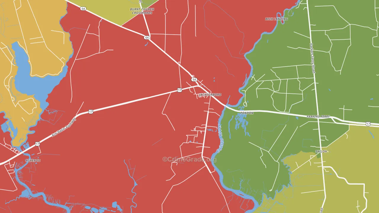 Jacksonboro, SC Map of Burglary Rates