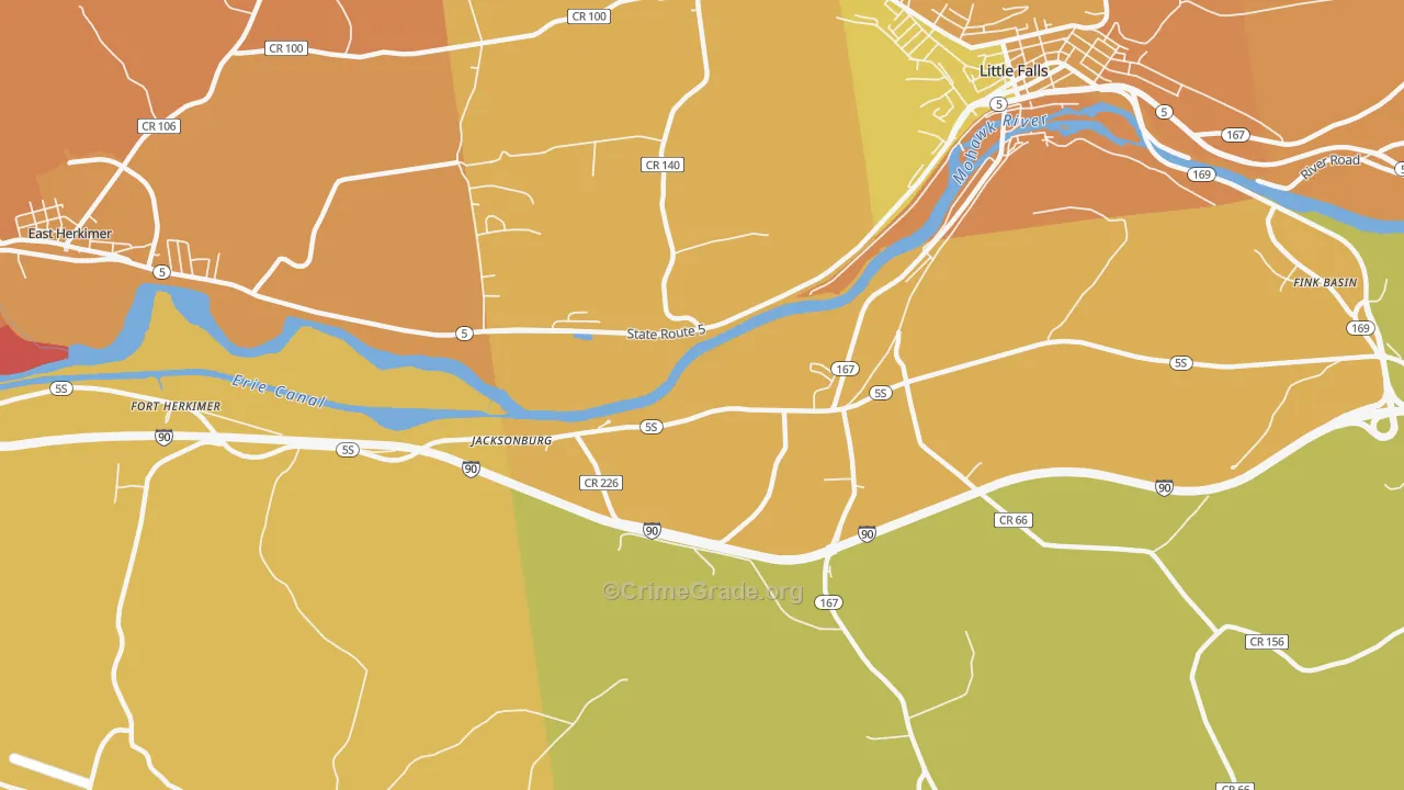 Jacksonburg, NY Map of Burglary Rates