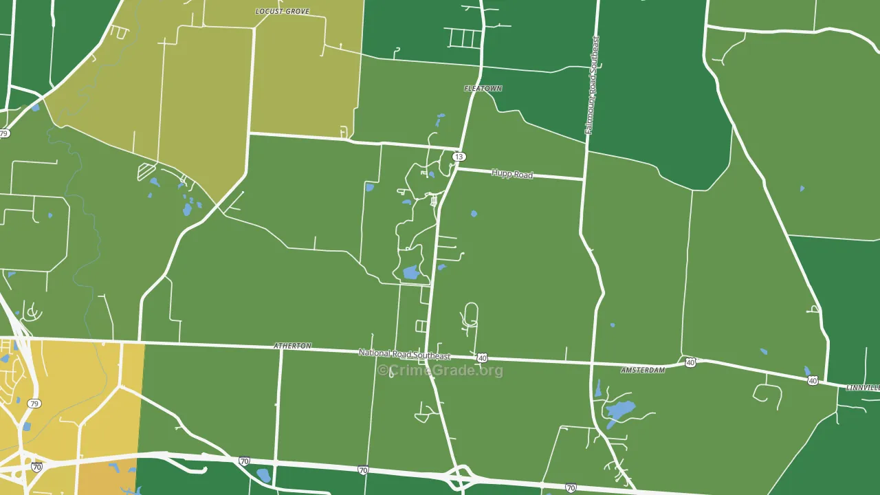Jacksontown, OH Map of Burglary Rates