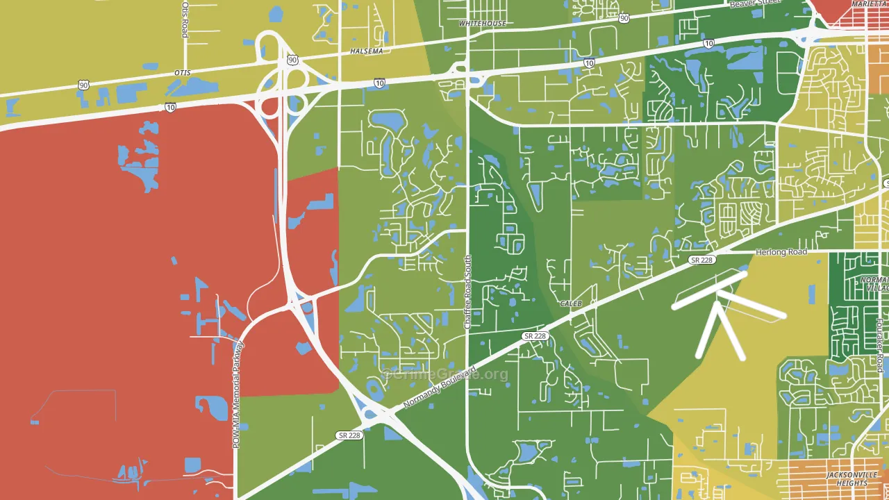 Jacksonville Farms-Terrace, Jacksonville, FL Map of Burglary Rates