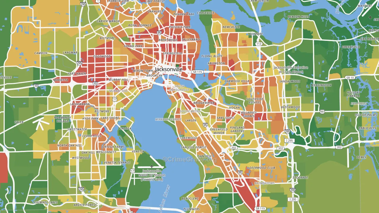 Jacksonville, FL Map of Burglary Rates