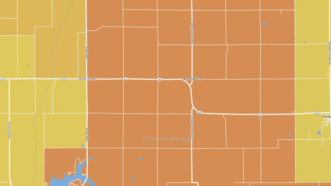 Jacksonville, IA Map of Burglary Rates