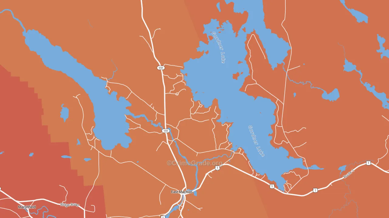 Jacksonville, ME Map of Burglary Rates