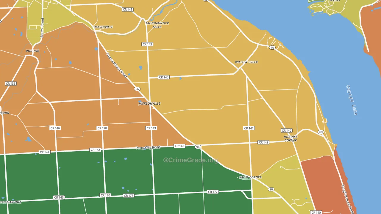 Jacksonville, NY Map of Burglary Rates