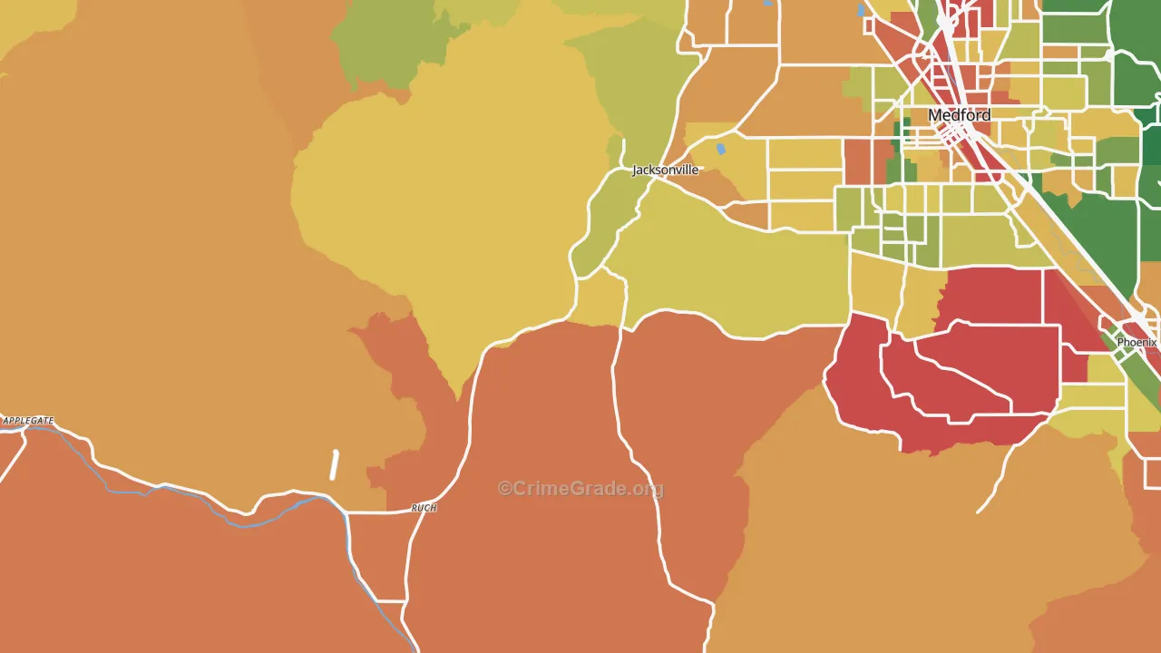 Jacksonville, OR Map of Burglary Rates