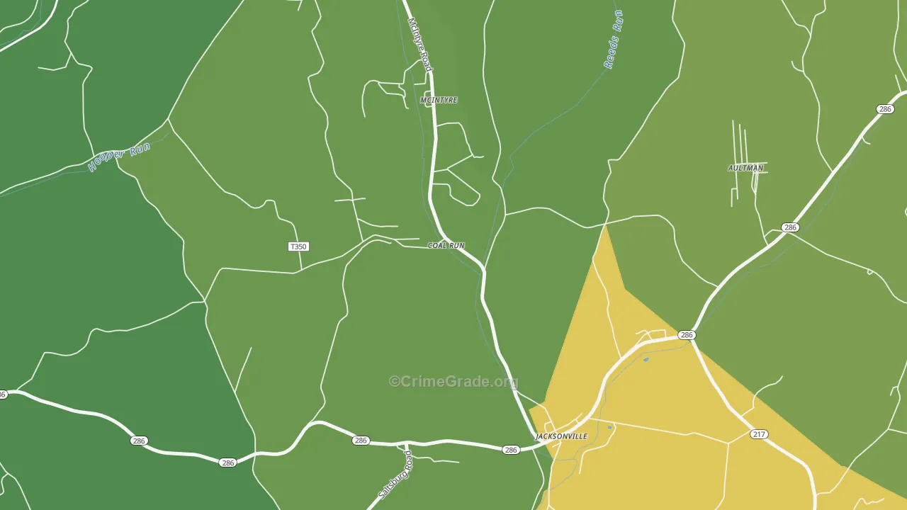 Jacksonville, PA Map of Burglary Rates