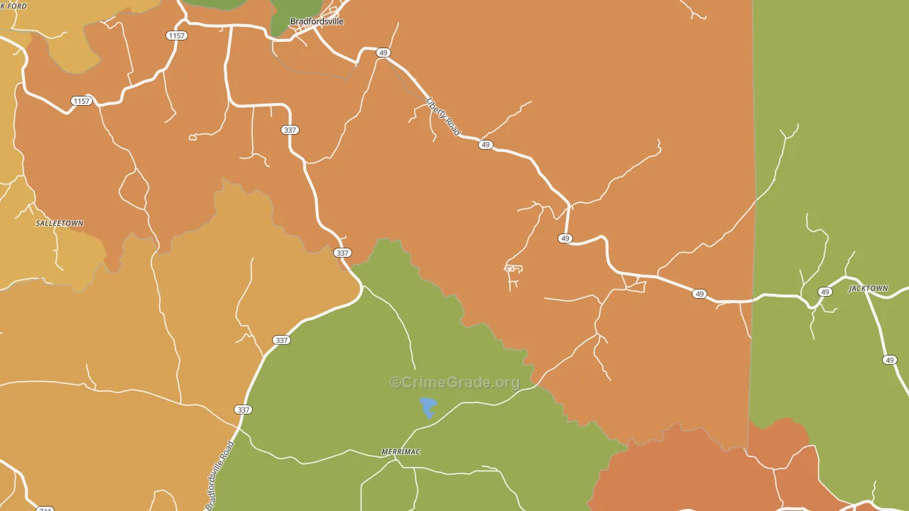 Jacktown, KY Map of Burglary Rates