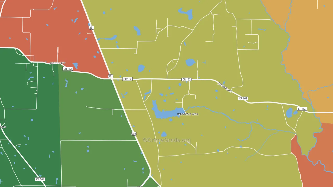 Jacobs, FL Map of Burglary Rates