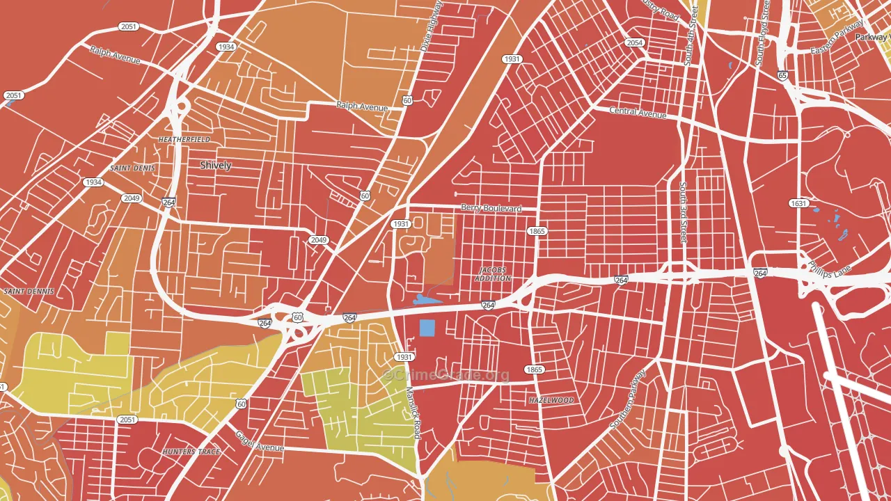 Jacobs, Louisville, KY Map of Burglary Rates